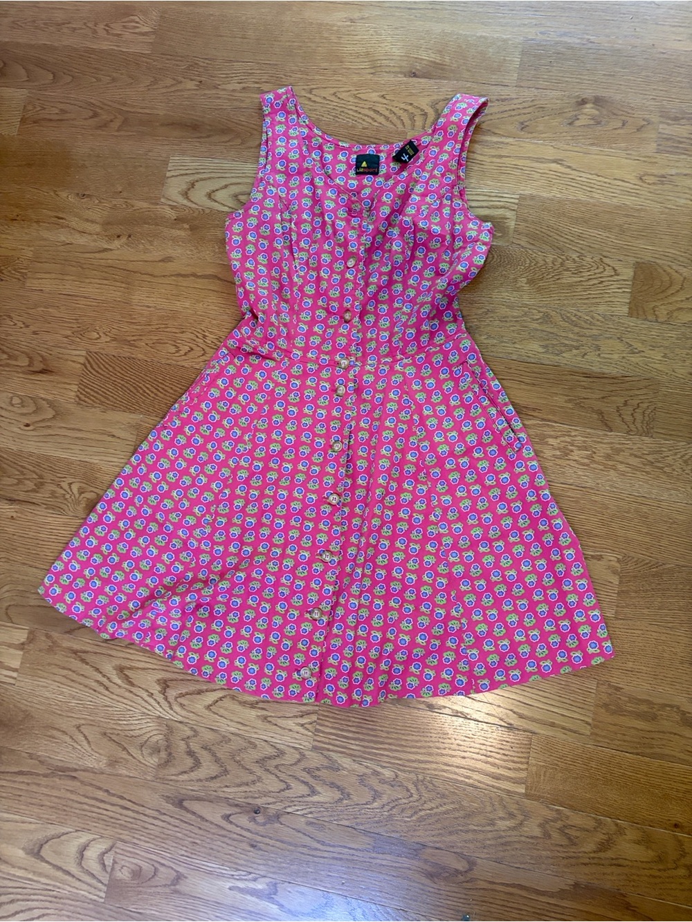 Vintage LizSport Pink Floral Sleeveless Fit-and-Flare Dress